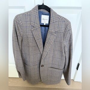 Madewell Women's Glen Plaid Blazer in Tan and Blue